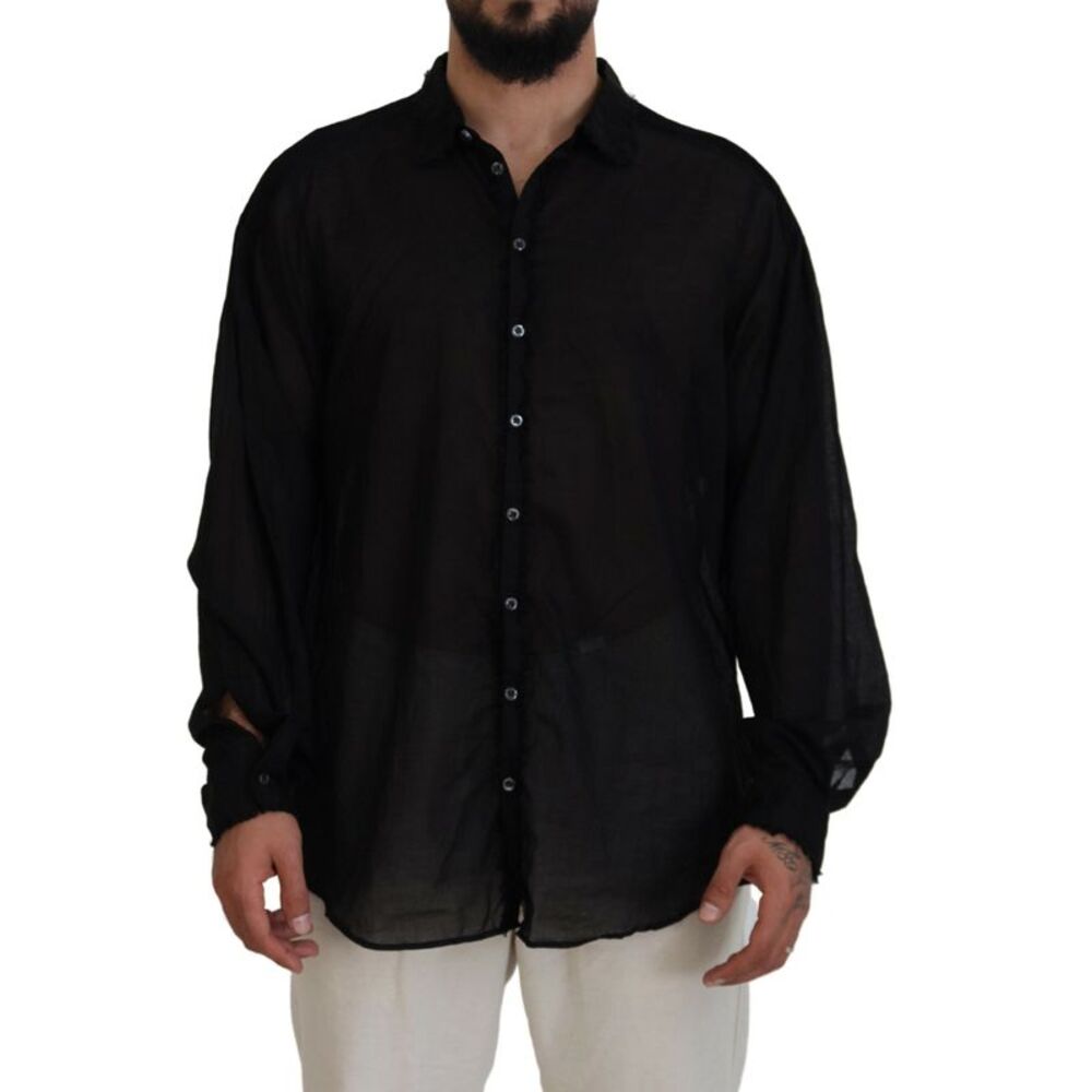 Dsquared² Black Cotton Collared Long Sleeves Formal Men's Shirt